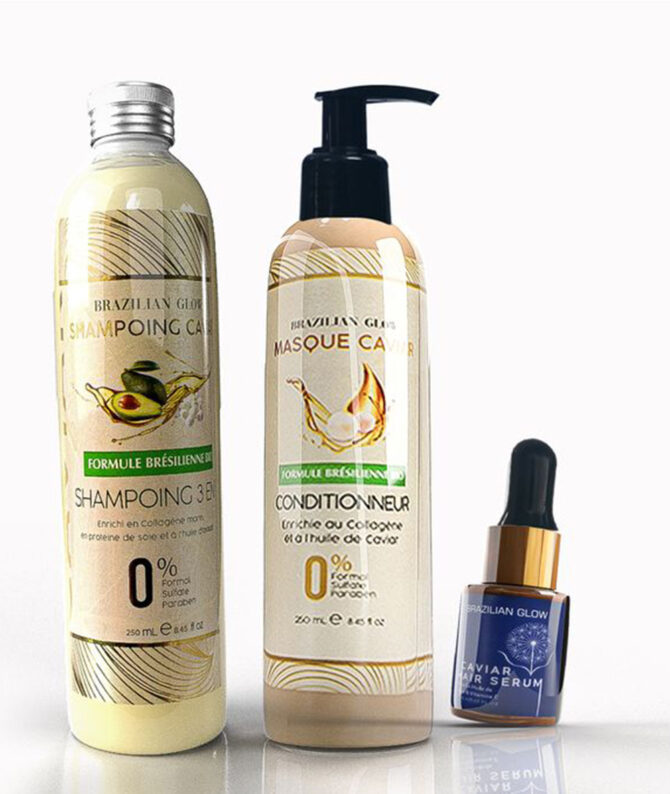 Kit soins - Shampoing 0% Sulfate - Masque Caviar - Sérum CAVIAR- 250 ML